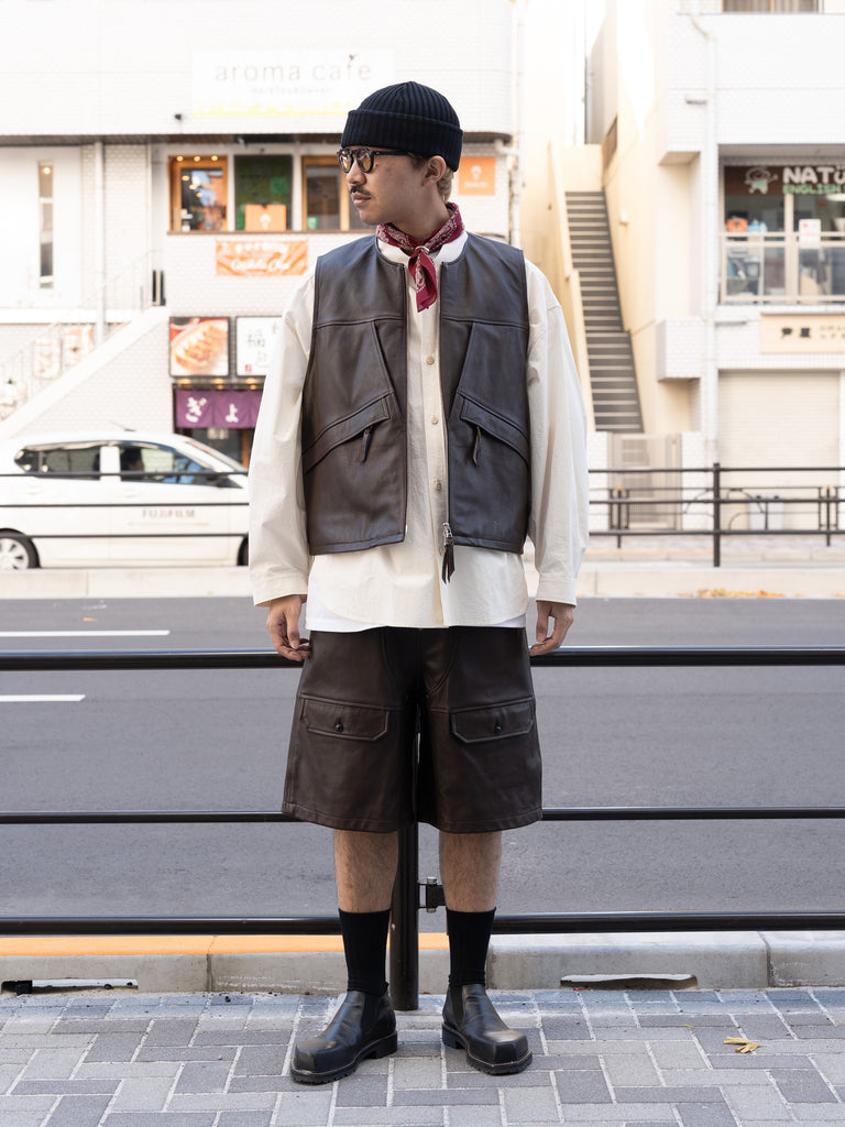 【残り1点】CCU / Leather WORK SHORTS-BROWN-