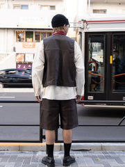 【残り1点】CCU / Leather WORK SHORTS-BROWN-