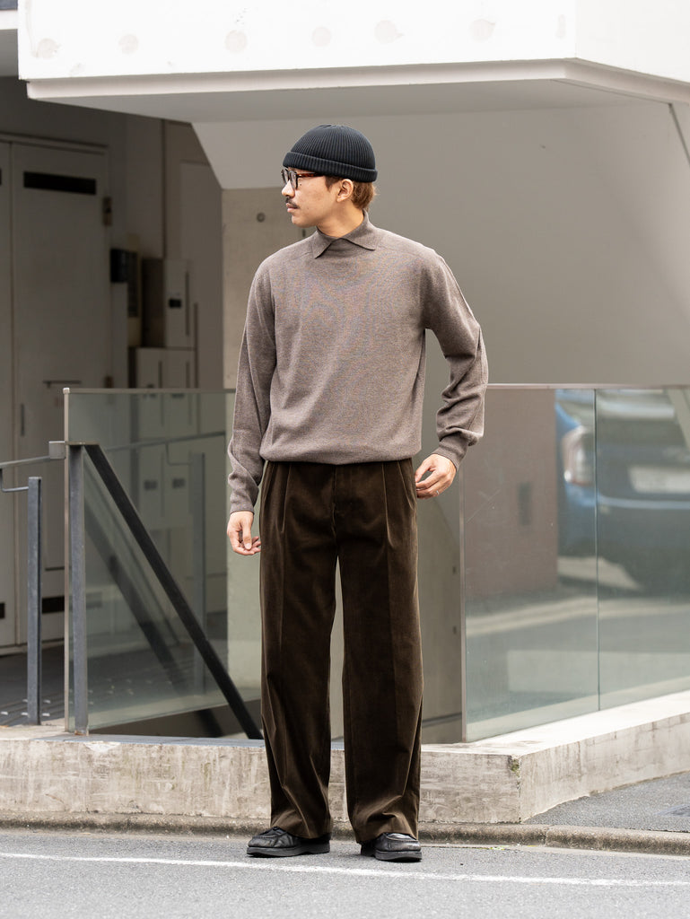 CMMN SWDN / FINE MERINO WOOL TURTLENECK SWEATER -GREIGE-