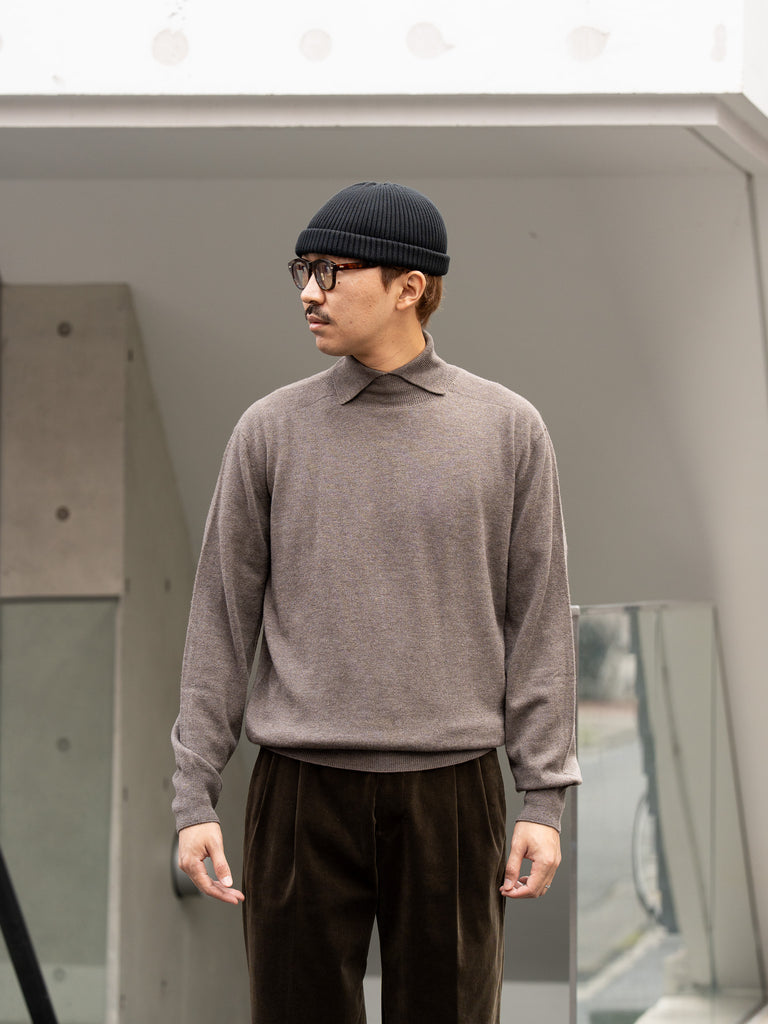 CMMN SWDN / FINE MERINO WOOL TURTLENECK SWEATER -GREIGE-