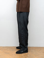 TOHNAI / 細 MOLESKIN 寬褶長褲-黑色-