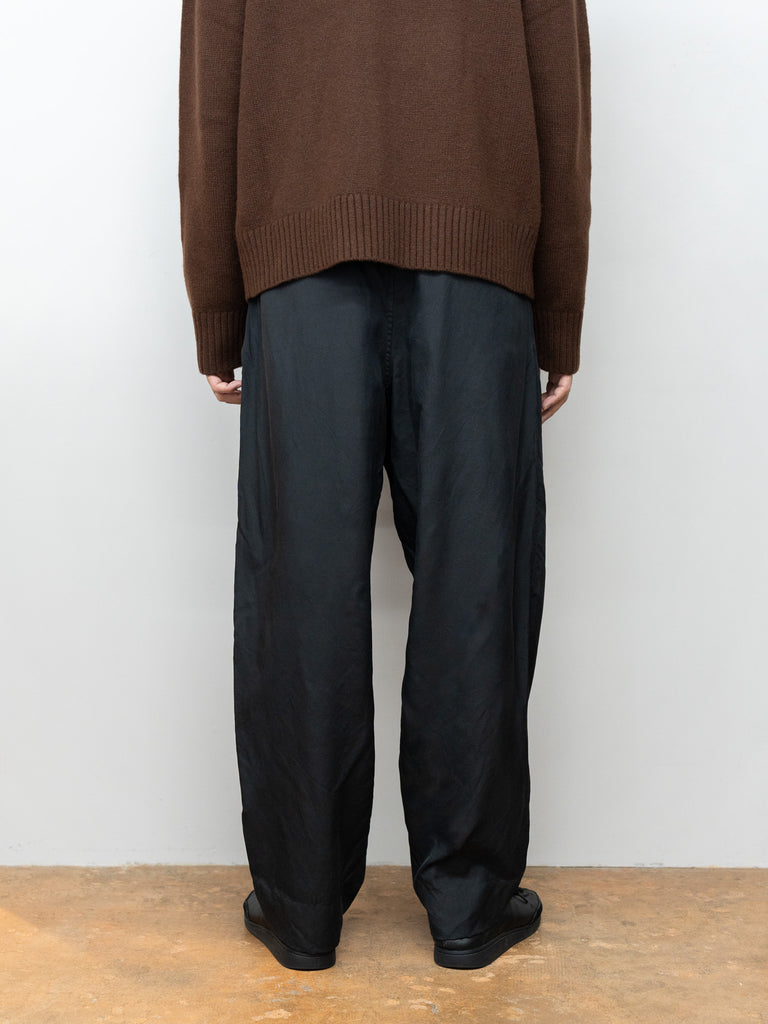 TOHNAI / 細 MOLESKIN 寬褶長褲-黑色-