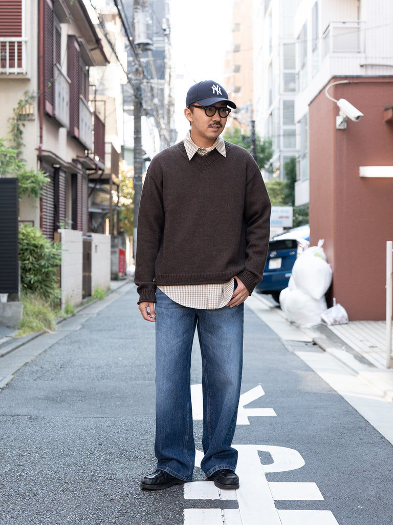 ROLD SKOV / SCOLLO A V PULLOVER SWEATER -BROWN-