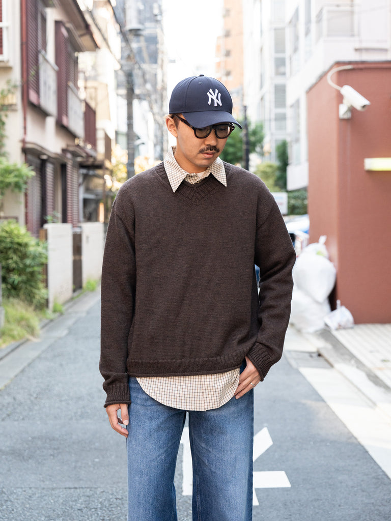ROLD SKOV / SCOLLO A V PULLOVER SWEATER -BROWN-