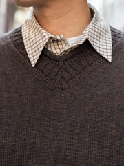 ROLD SKOV / SCOLLO A V PULLOVER SWEATER -BROWN-