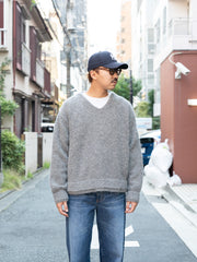 ROLD SKOV / SCOLLO A V ALPACA PULLOVER SWEATER -BRUSHED GREY-
