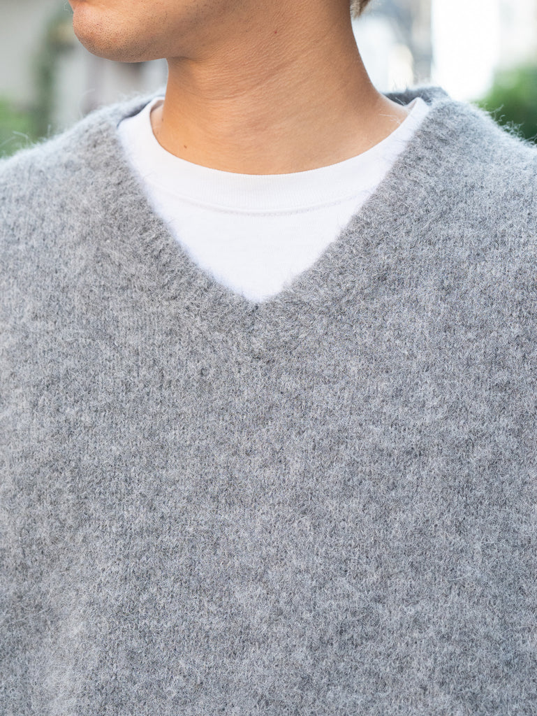ROLD SKOV / SCOLLO A V ALPACA PULLOVER SWEATER -BRUSHED GREY-