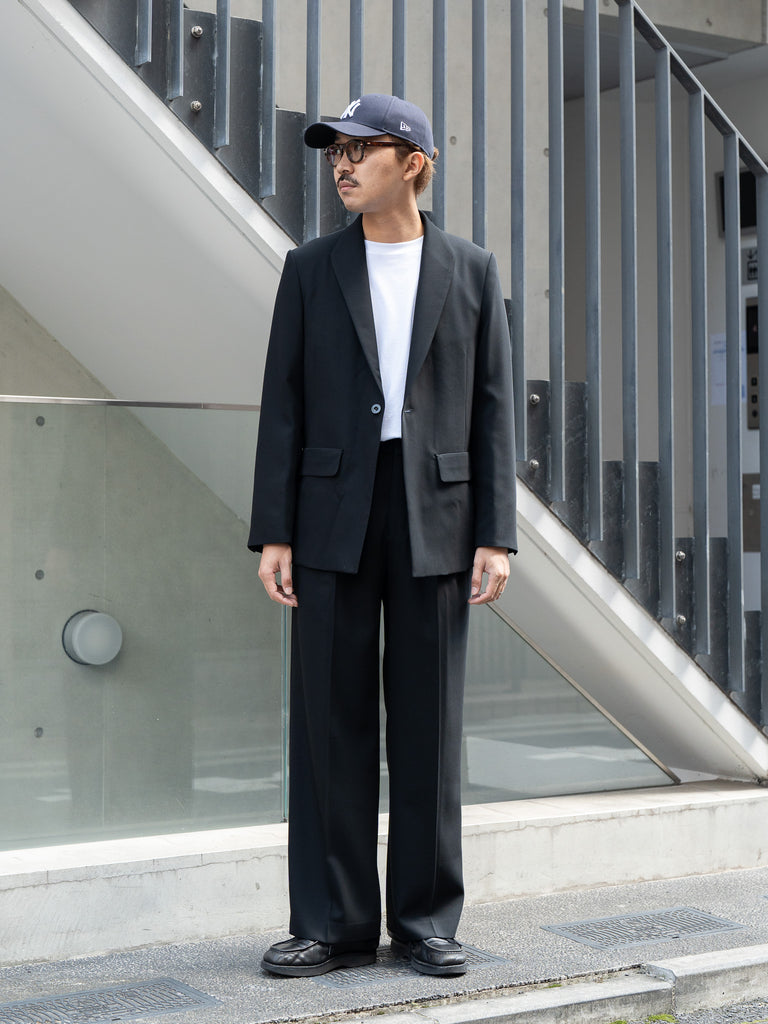 IRENISA / MODIFIED SHAWL-COLLAR JACKET -BLACK-