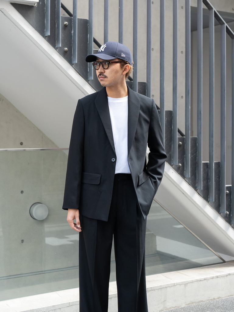 IRENISA / MODIFIED SHAWL-COLLAR JACKET -BLACK-
