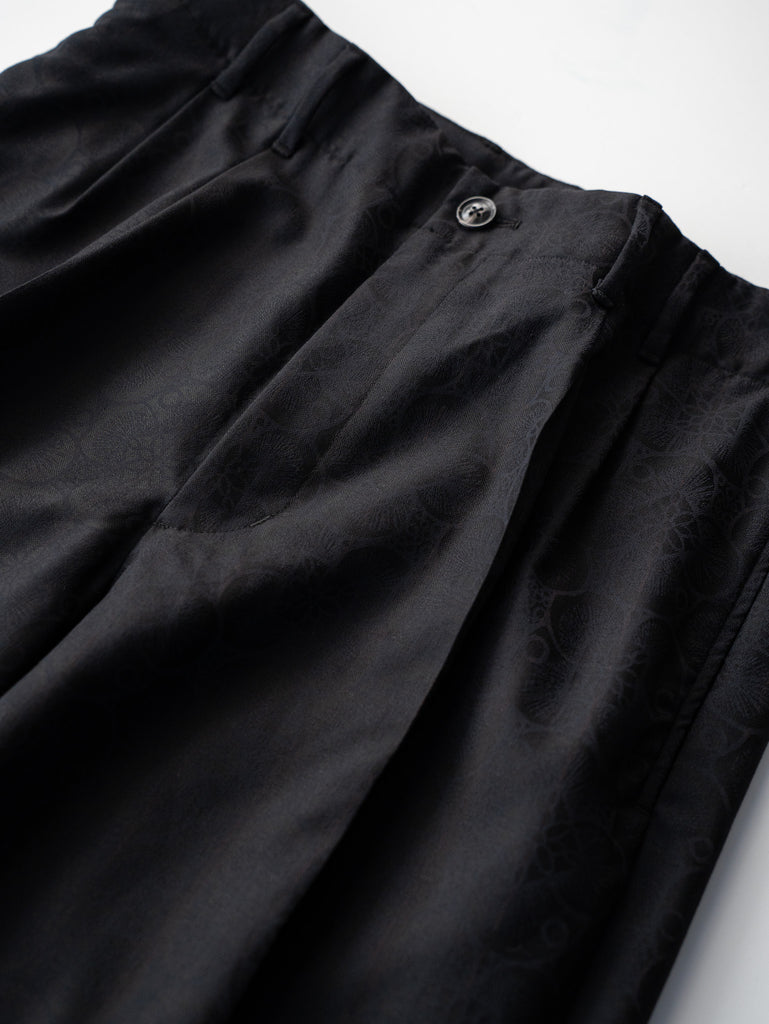 nonnotte / 2-Tuck Wide Tapered Trousers -DeepNavy×Black Top-