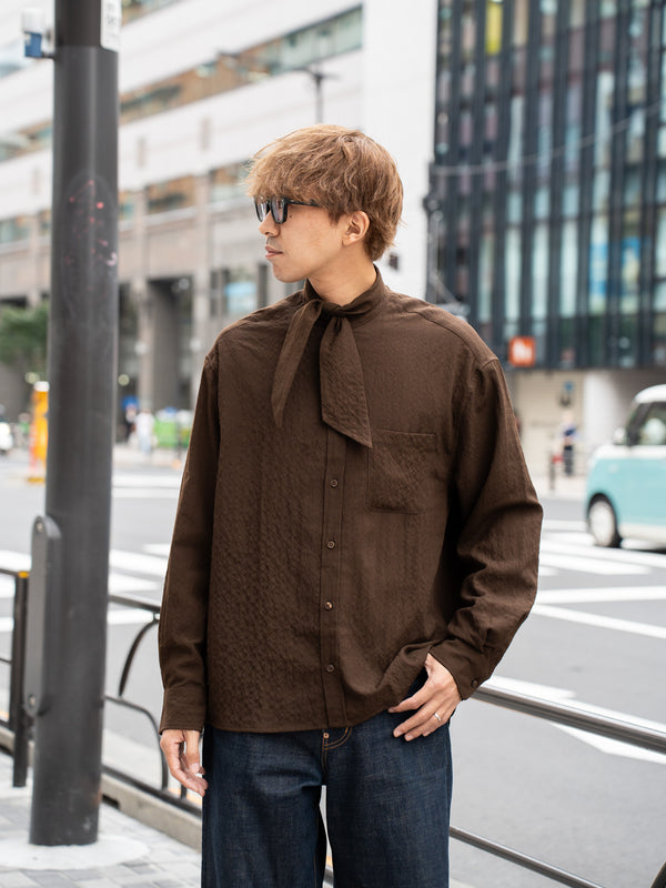 CMMN SWDN / Poet Scarf Collar Shirt -Brown-