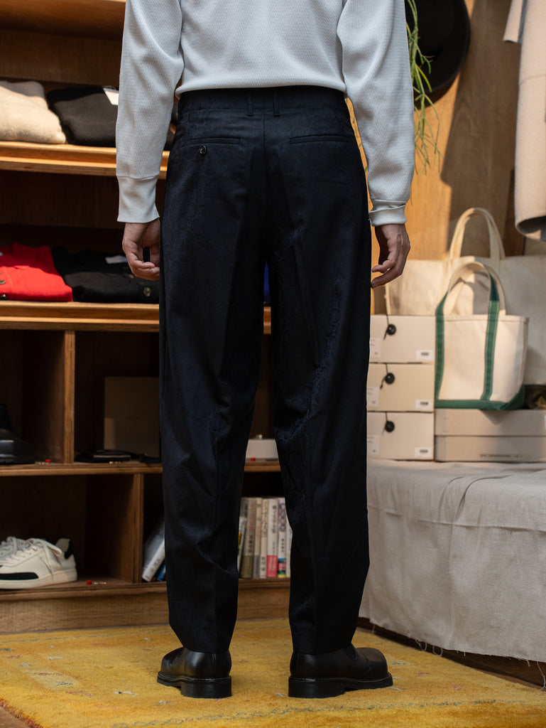 nonnotte / 2-Tuck Wide Tapered Trousers -DeepNavy×Black Top-