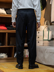 nonnotte / 2-Tuck Wide Tapered Trousers -DeepNavy×Black Top-