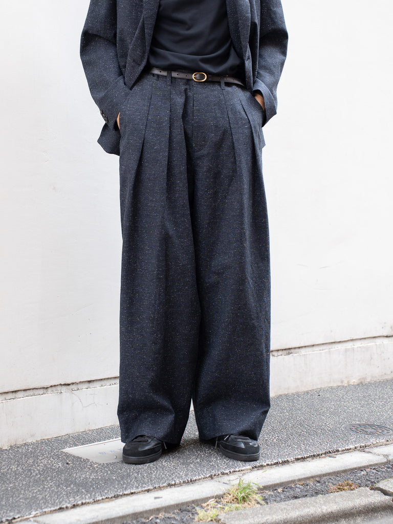 tangenet / 羊毛華達呢比利褲-黑色-