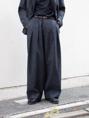 tangenet / 羊毛華達呢比利褲-黑色-