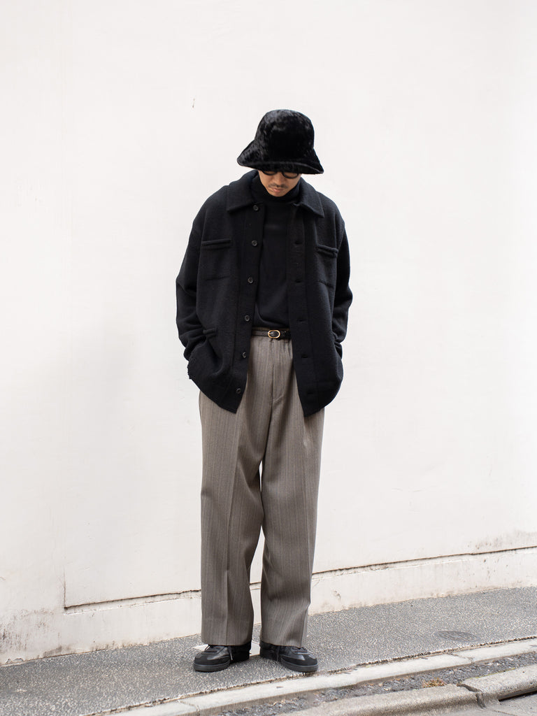 TOHNAI / 粗羊毛羊絨圓領針織衫-象牙色-