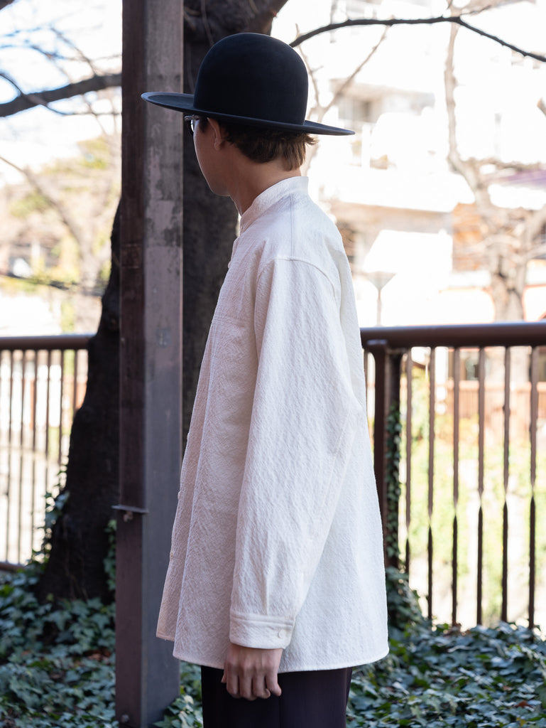 nonnotte / Oversized Stand Collar Shirt -Cream-