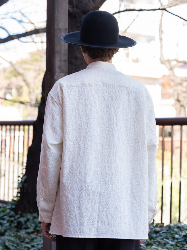 nonnotte / Oversized Stand Collar Shirt -Cream-