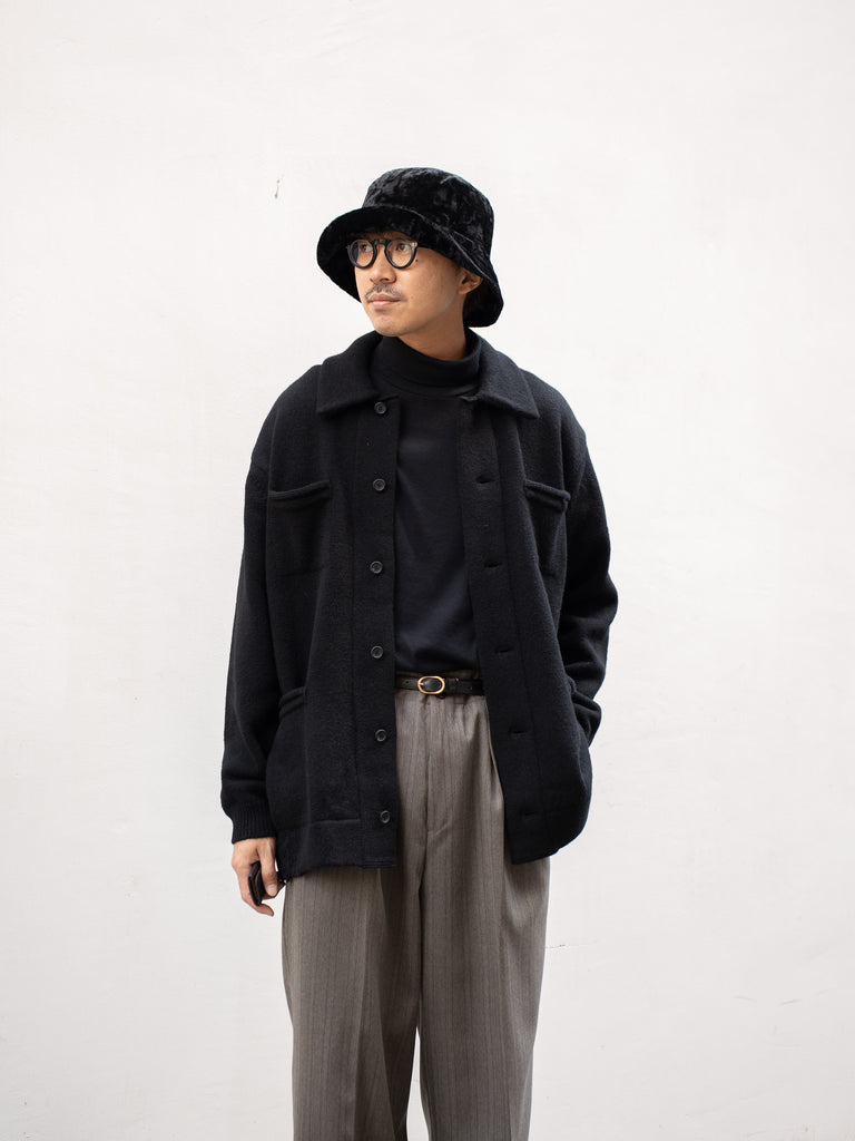 TOHNAI / 粗羊毛羊絨圓領針織衫-象牙色-