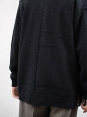 TOHNAI / 粗羊毛羊絨圓領針織衫-象牙色-