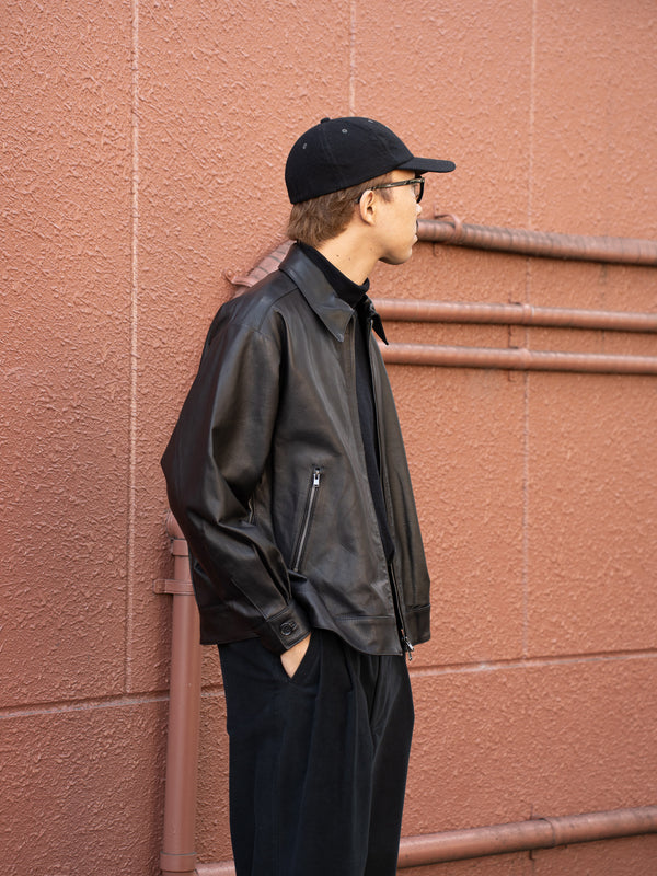 tangenet / Wagyu leather Tracker jacket -Black-