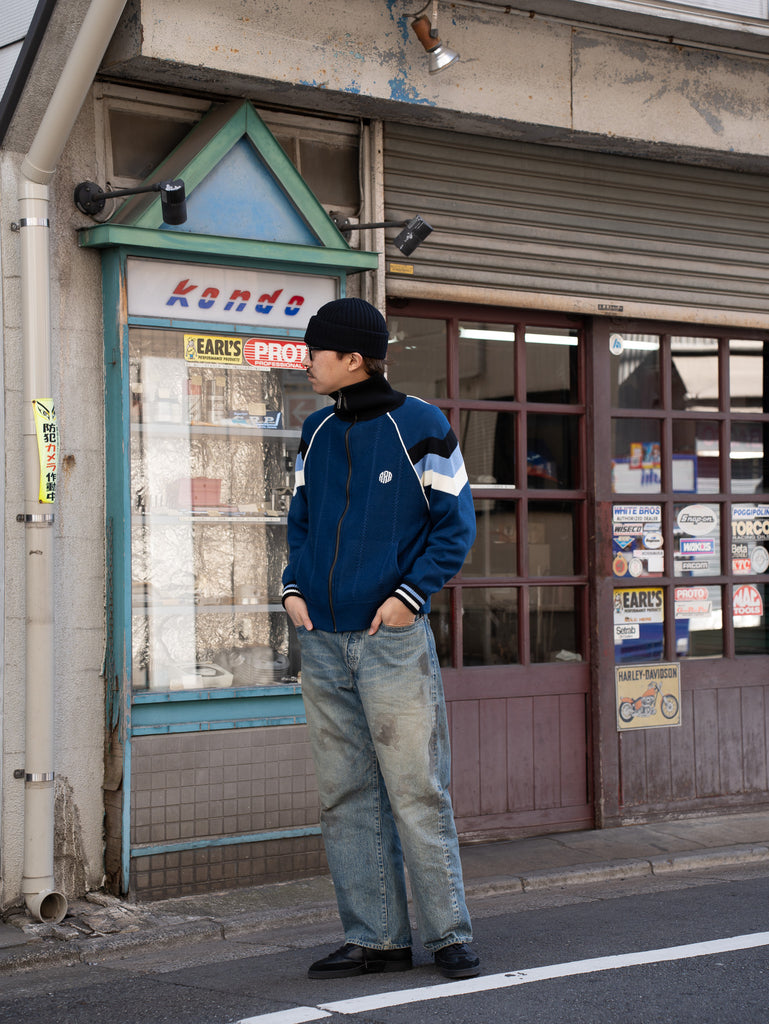 RICE NINE TEN / KNITTED TRACK JACKET-NAVY-