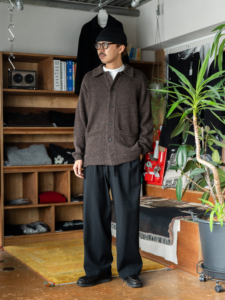 TOHNAI / CHUNKY WOOL CASHMERE KNIT CARDIGAN -BROWN-
