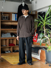 TOHNAI / CHUNKY WOOL CASHMERE KNIT CARDIGAN -BROWN-