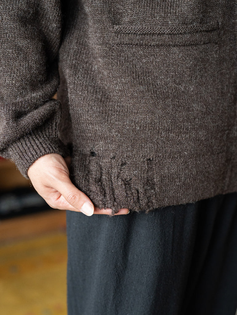 TOHNAI / CHUNKY WOOL CASHMERE KNIT CARDIGAN -BROWN-