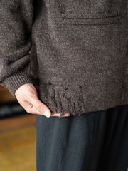TOHNAI / CHUNKY WOOL CASHMERE KNIT CARDIGAN -BROWN-