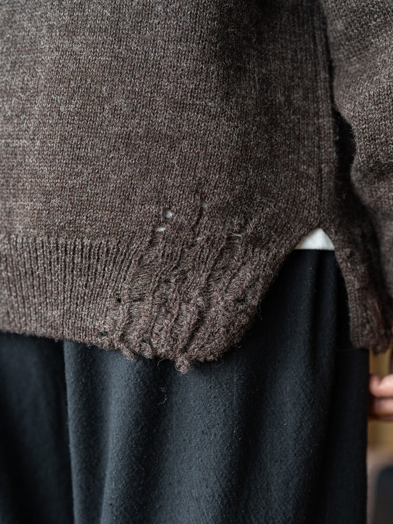 TOHNAI / CHUNKY WOOL CASHMERE KNIT CARDIGAN -BROWN-