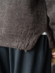 TOHNAI / CHUNKY WOOL CASHMERE KNIT CARDIGAN -BROWN-