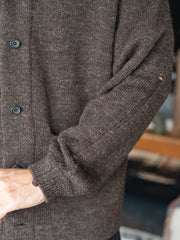TOHNAI / CHUNKY WOOL CASHMERE KNIT CARDIGAN -BROWN-