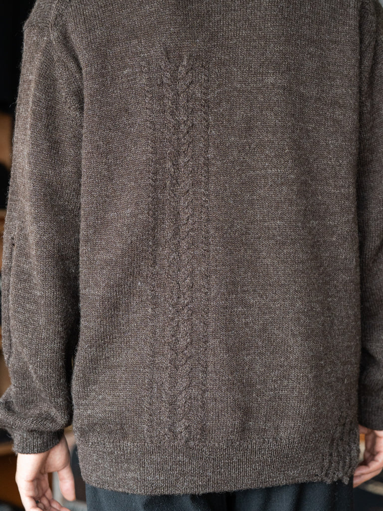 TOHNAI / CHUNKY WOOL CASHMERE KNIT CARDIGAN -BROWN-