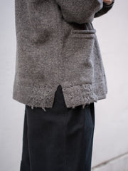 TOHNAI / 粗羊毛羊絨圓領針織衫-象牙色-