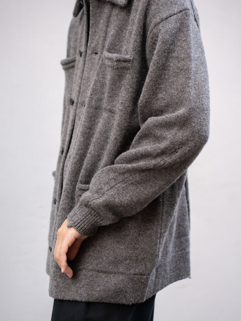 TOHNAI / 粗羊毛羊絨圓領針織衫-象牙色-