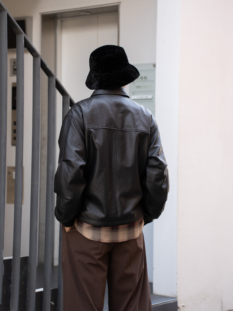 【預計12月中旬到貨】CCU/皮革BLOUSON-BLACK-