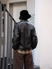 【預計12月中旬到貨】CCU/皮革BLOUSON-BLACK-