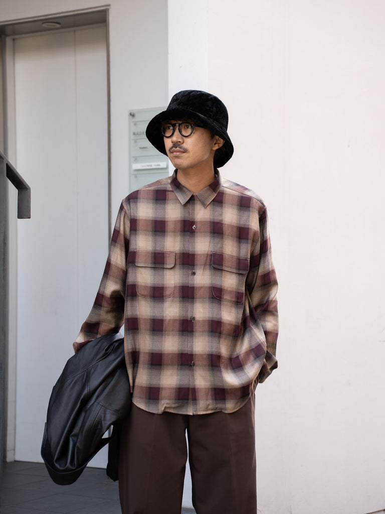 【10/18(土)13時頃発売】SUGARHILL / PLAID OPEN COLLOR SHIRTS -WINE RED-