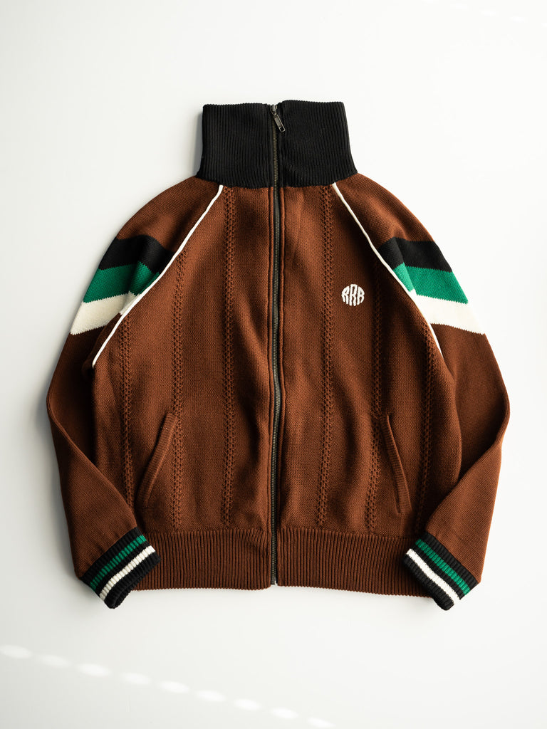 【残り1点】 RICE NINE TEN / KNITTED TRACK JACKET-BROWN-