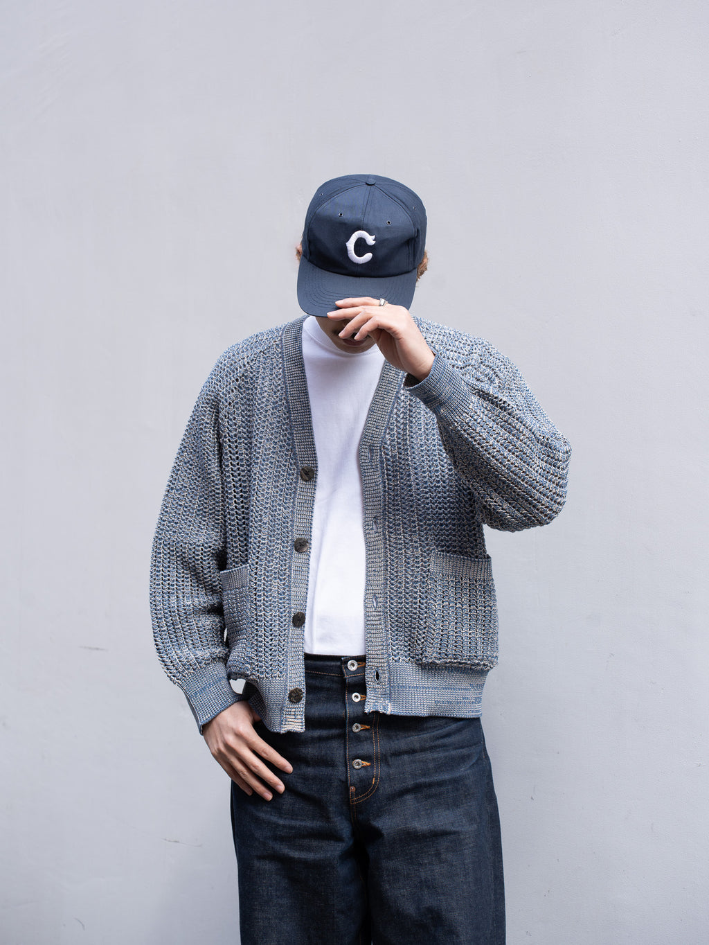 SUGARHILL(シュガーヒル) / COTTON KNIT CARDIGAN -NAVY&BEIGE-｜aIbn