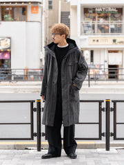 TOHNAI /  WOOL HERRINGBONE PARKA COAT -CHACOAL-