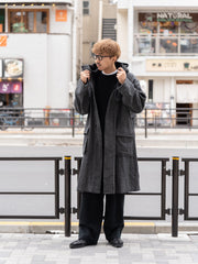 TOHNAI /  WOOL HERRINGBONE PARKA COAT -CHACOAL-