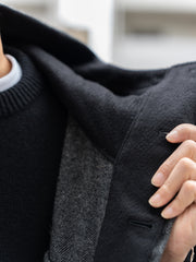 TOHNAI /  WOOL HERRINGBONE PARKA COAT -CHACOAL-