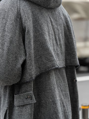 TOHNAI /  WOOL HERRINGBONE PARKA COAT -CHACOAL-