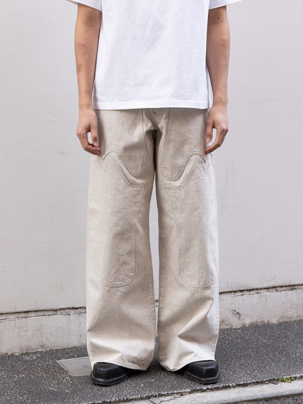 【預計2月中旬到貨】SUGARHILL / WESTERN DOUBLE KNEE PANTS WIDE CUT-GRAY WHITE-