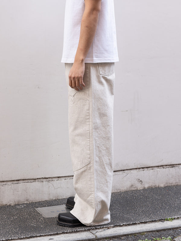 【預計2月中旬到貨】SUGARHILL / WESTERN DOUBLE KNEE PANTS WIDE CUT-GRAY WHITE-