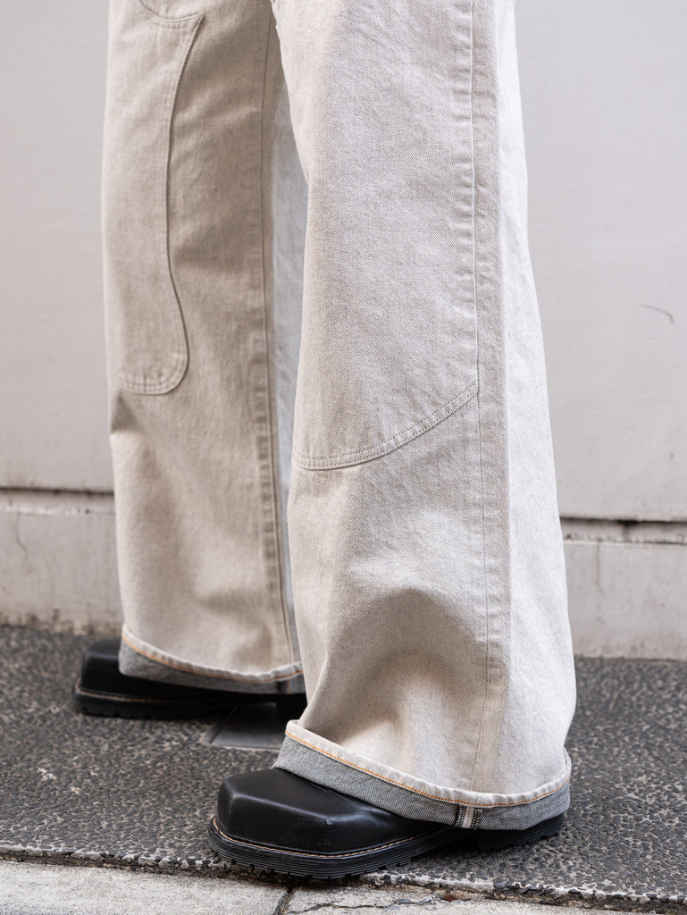 SUGARHILL / WESTERN DOUBLE KNEE PANTS WIDE CUT-GRAY WHITE-