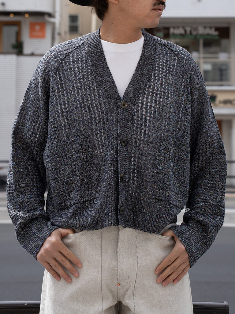 【預計2月中旬到貨】SUGARHILL / MOCK TWISTED YERN KNIT CARDIGAN-NAVY &amp; BROWN-