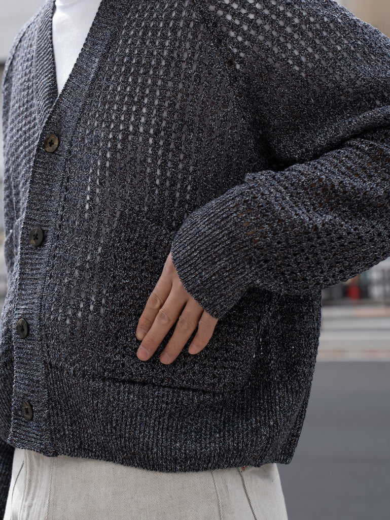 【預計2月中旬到貨】SUGARHILL / MOCK TWISTED YERN KNIT CARDIGAN-NAVY &amp; BROWN-